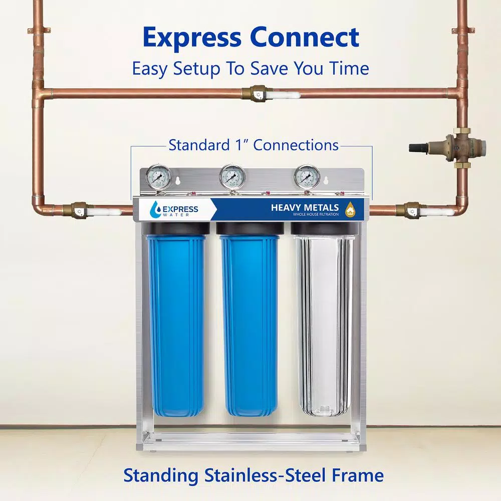Express Water 3-Stage Whole House Water Filtration System - Heavy Metal & Contaminant Removal