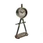 Zentique Rustic Mathematical Compass Shaped Table Clock - Antique Silver Metal Analog Desk Clock thumbnail 2