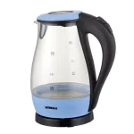 Emerald 7-Cup Black and Blue Glass Electric Kettle, 1.7L High Borosilicate Glass Tea & Coffee Kettle thumbnail 1