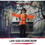 Haunted Hill Farm 5 ft. Animated Skeleton Scarecrow Halloween Prop thumbnail 7