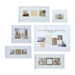 Pinnacle One Happy Family White and Gold Gallery Wall Photo Frame Set, 6 Piece Wood Frame Kit thumbnail 1