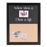 DesignOvation Bosc Black Combination Magnetic Chalkboard and Burlap Fabric Pinboard Memo Board thumbnail 5