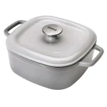 Bayou Classic 4 qt. Enameled Cast Iron Casserole Dish with Lid, Weathered Gray thumbnail 1