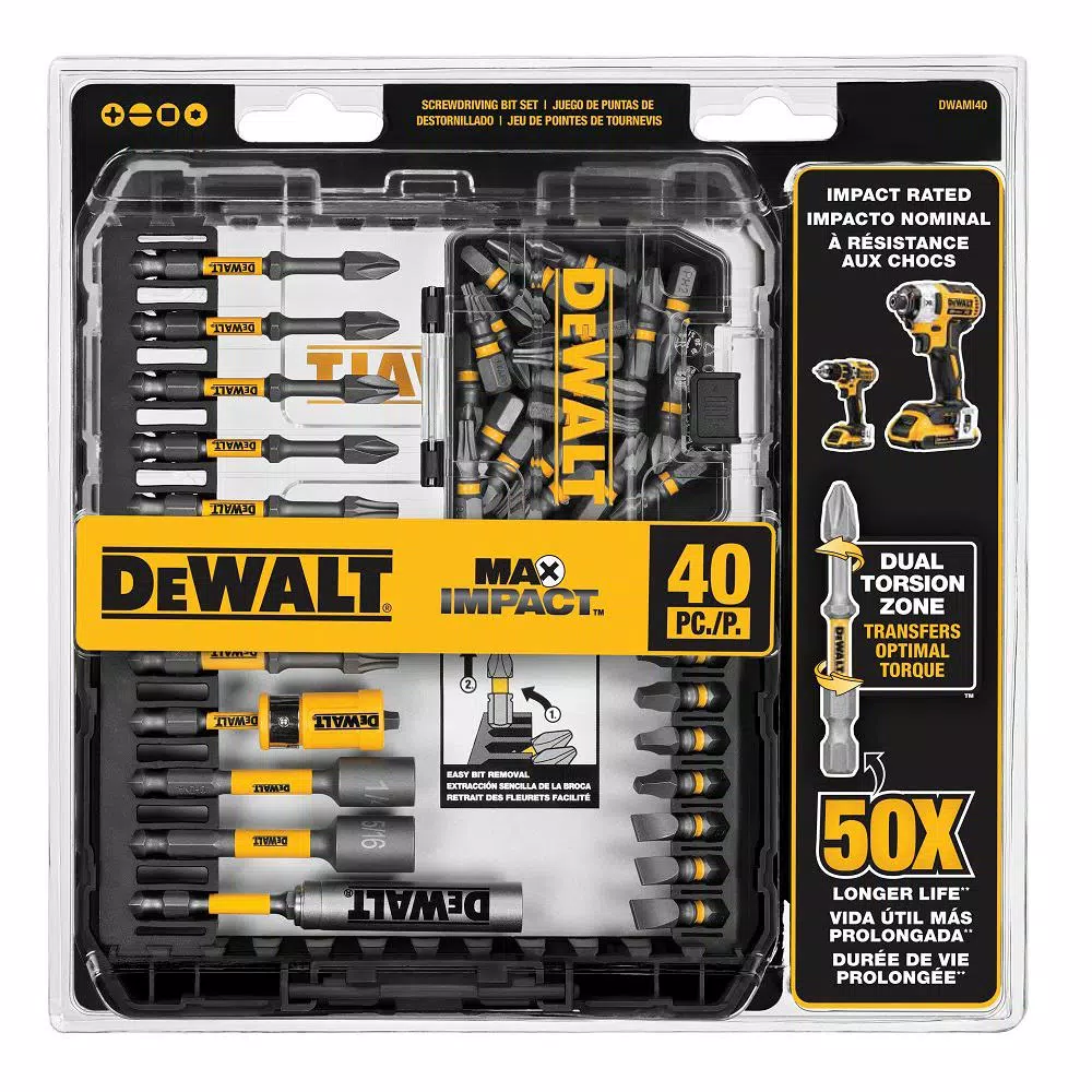 DEWALT Max Impact 40-Piece Screwdriving Bit Set with Storage Case