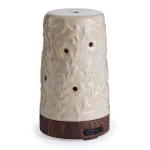 Candle Warmers Etc Flourish 9.3 in. Ceramic Ultrasonic Essential Oil Diffuser with 15 ml Essential Oil Bundle thumbnail 1