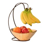 Seville Classics Bamboo Fruit Bowl with Steel Wire Banana Tree Holder thumbnail 1