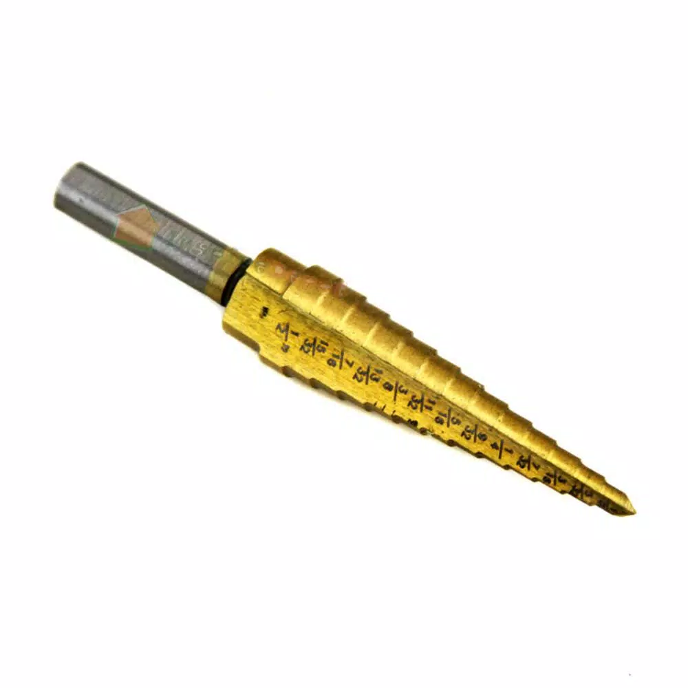 Stark Titanium Coated HSS Heavy-Impact Step Drill Bit, 1/8 in. to 1/2 in., 13 Sizes