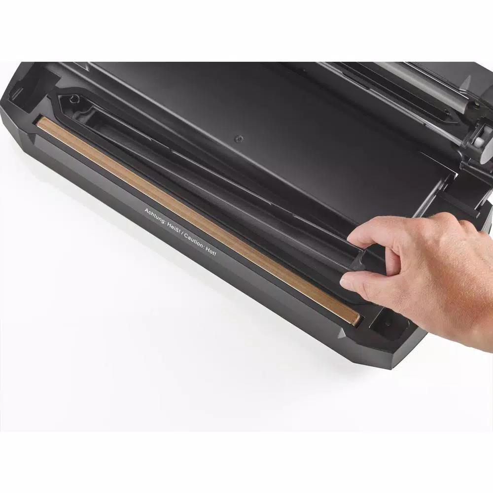 Caso VC 300 Brushed Black Stainless Steel Food Vacuum Sealer with Soft Vacuum System