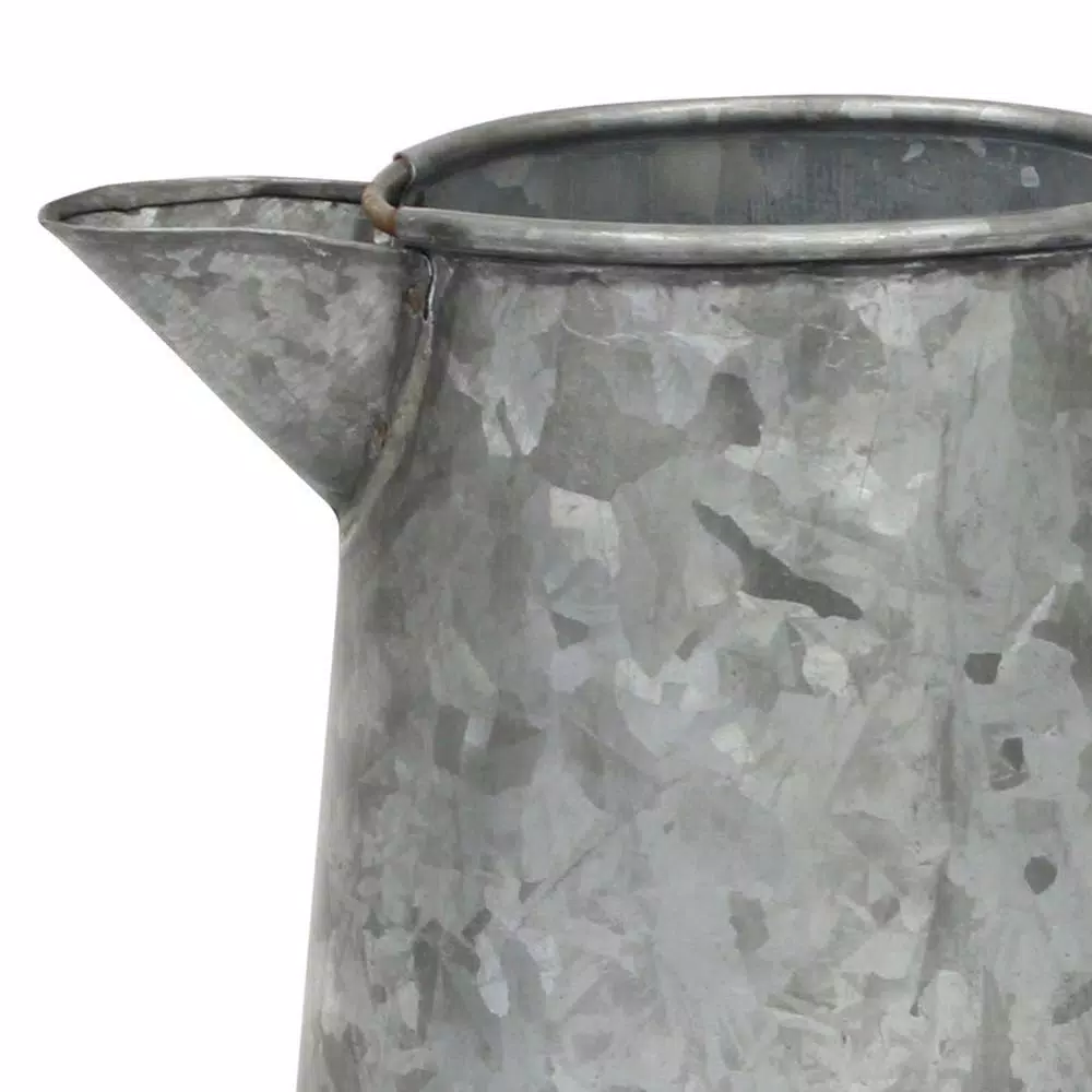 Stonebriar Collection 7 in. Antique Galvanized Metal Jug - Farmhouse Style Decorative Pitcher