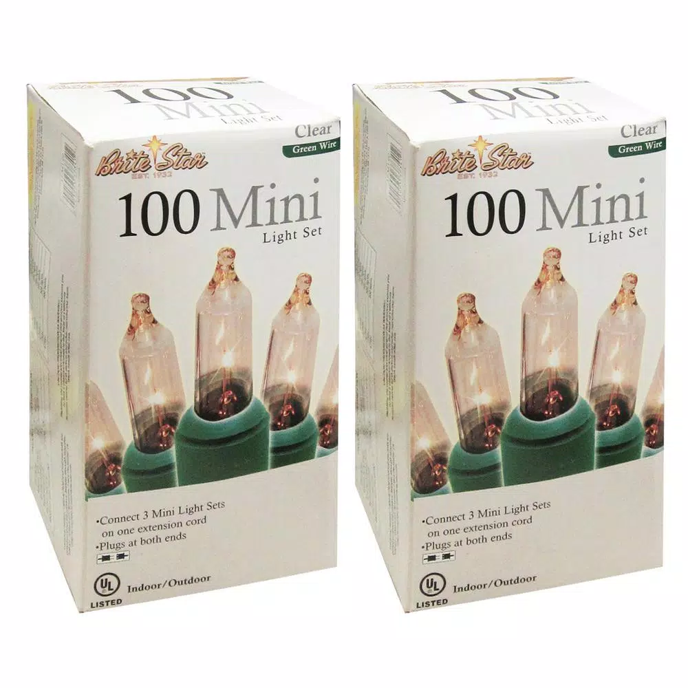 Brite Star 2-Pack 100-Light Clear Mini String Lights on Green Wire, Indoor/Outdoor