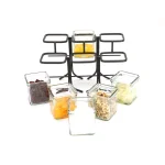 Mind Reader 6-Compartment Black Metal Condiment Server with 6 Removable 8 oz Glass Jars thumbnail 4