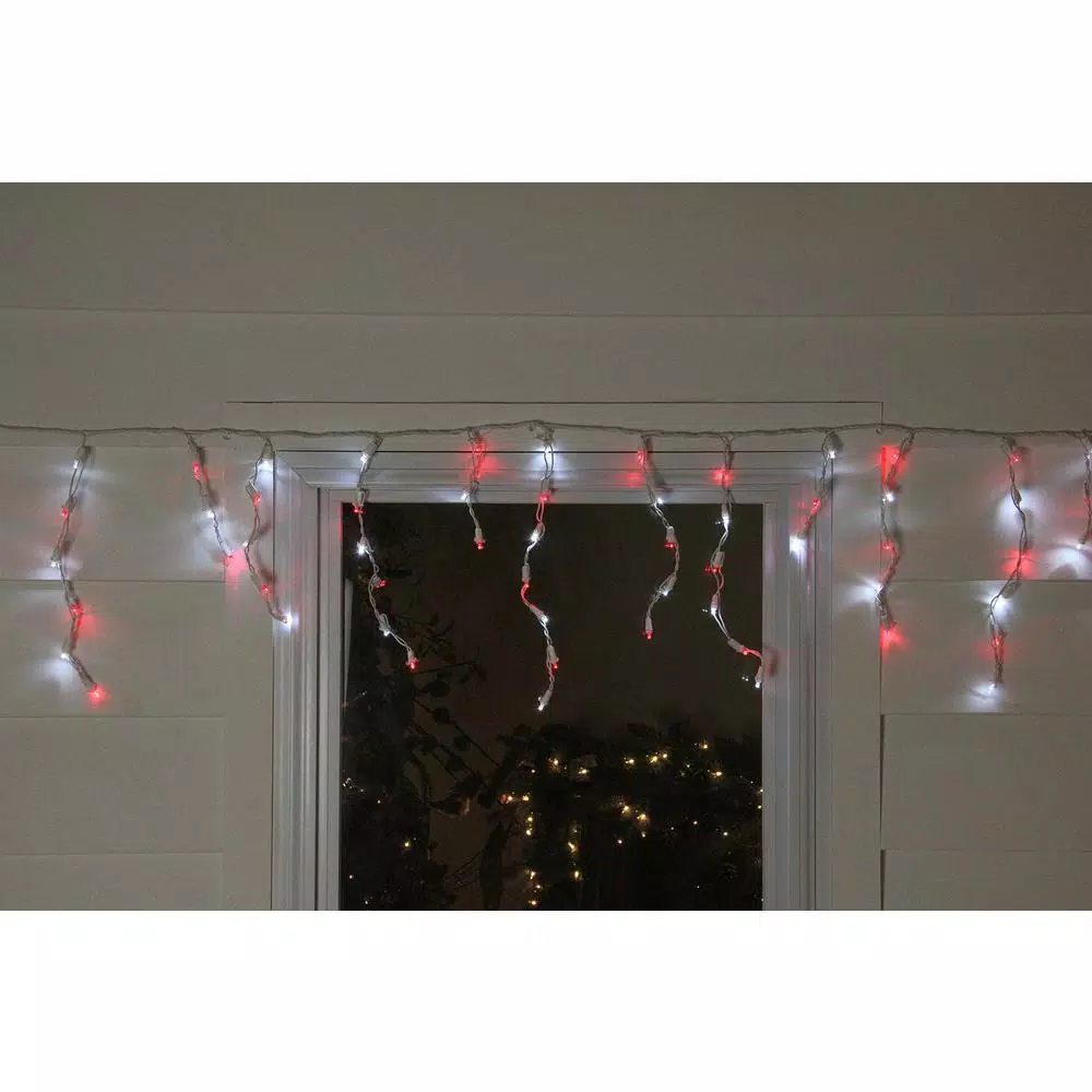 Northlight 6.75 ft. 100-Light Red and Pure White LED Wide Angle Icicle Lights, Indoor/Outdoor