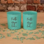 LUMABASE Faith Hope Love Teal Glass LED Battery Operated Candles - Set of 2 thumbnail 2