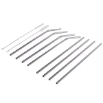 Unbranded Silver Reusable Stainless Steel Drinking Straw Set - 8 Piece Set with Cleaning Brushes thumbnail 2