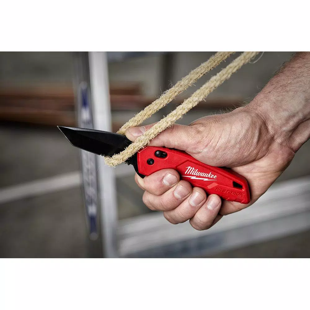Milwaukee FASTBACK Spring-Assisted Folding Knife, 2.95 in. Stainless Steel Tanto Blade