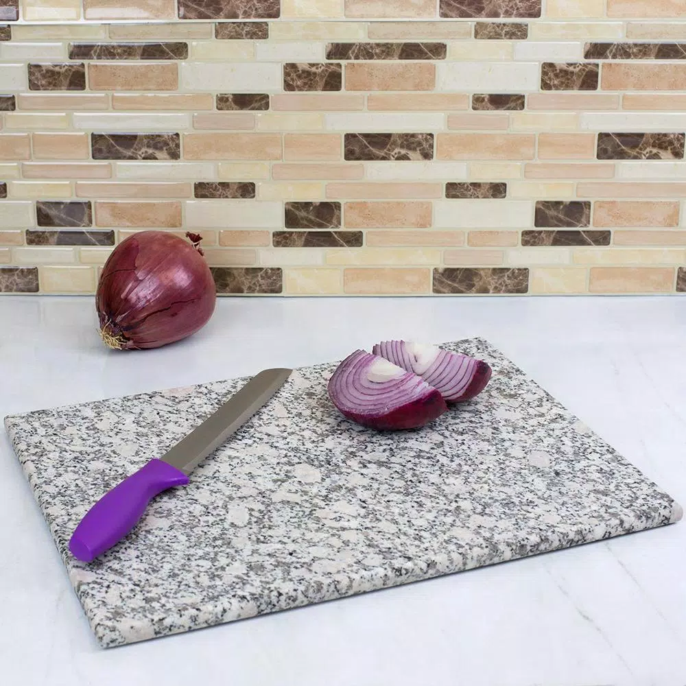 Home Basics 12 x 16 in. White Granite Cutting Board, Rectangular Heavy-Duty Chopping Board
