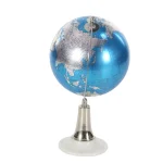 LITTON LANE Modern Reflections 15 in. Blue and Silver Decorative Globe with White Marble Base thumbnail 2