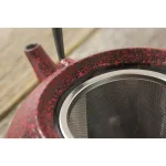 BergHOFF Studio 1.4 Qt. Red Cast Iron Teapot with Stainless Steel Filter thumbnail 2