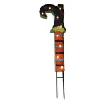 Unbranded 28 in. Metal Witch Boot Stake with 9 Mini Lights, Glitter Halloween Yard Decoration thumbnail 1