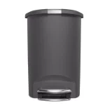 simplehuman 13 Gal. Semi-Round Plastic Step Trash Can, Grey thumbnail 2