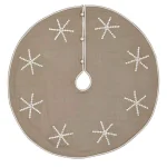 VHC Brands 48 in. Pearlescent Natural Tan Coastal Christmas Tree Skirt with Snowflake Pearl Buttons thumbnail 1