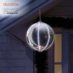 Alpine Corporation 13 in. Large Silver Hanging Christmas Ball Ornament with 240 LED Lights thumbnail 7