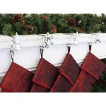 Haute Decor Silver MantleClip Stocking Holder with Assorted Holiday Icons, 4-Pack thumbnail 2