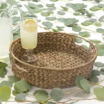 Artland Garden Terrace Hand Woven Water Hyacinth Round Serving Tray with Handles, 15 in. thumbnail 3