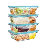 Classic Cuisine 8-Piece Borosilicate Glass Food Storage Container Set with Leak-Resistant Snap Lids thumbnail 3