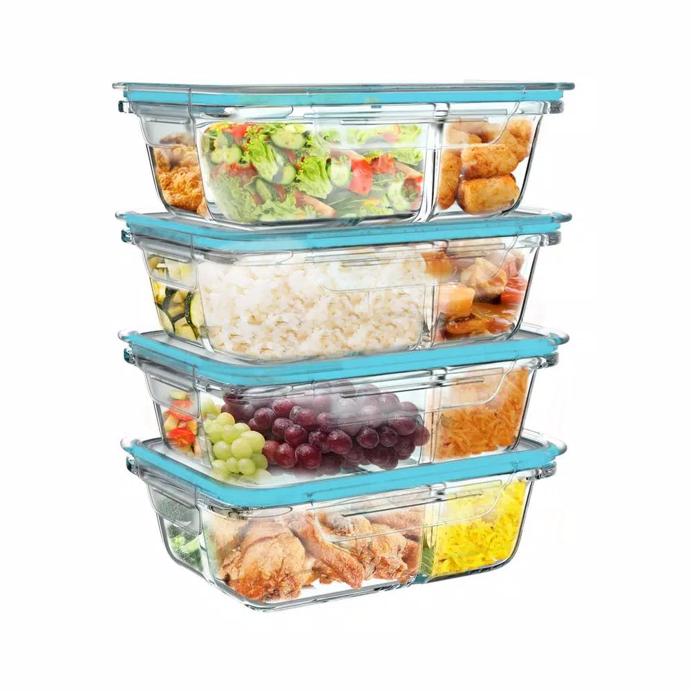 Classic Cuisine 8-Piece Borosilicate Glass Food Storage Container Set with Leak-Resistant Snap Lids
