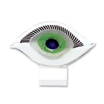 Badash Crystal Visionary Good Luck Murano Style Art Glass Eye Sculpture - 7.5 in. H x 10 in. L Abstract Centerpiece thumbnail 1