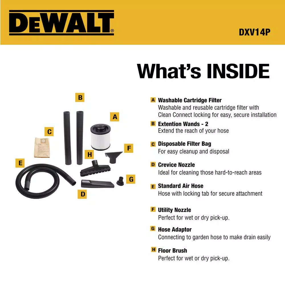 DEWALT 14 Gal. Poly Wet/Dry Vacuum, 6 Peak HP, 120V