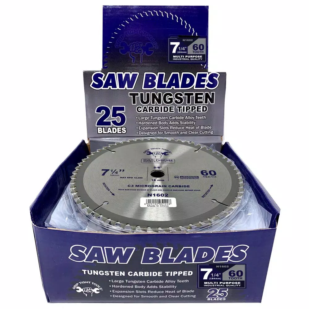 GRIP TIGHT TOOLS Grip Tight Professional 7-1/4 in. 60-Tooth Tungsten Carbide Tipped Circular Saw Blade (25-Pack)