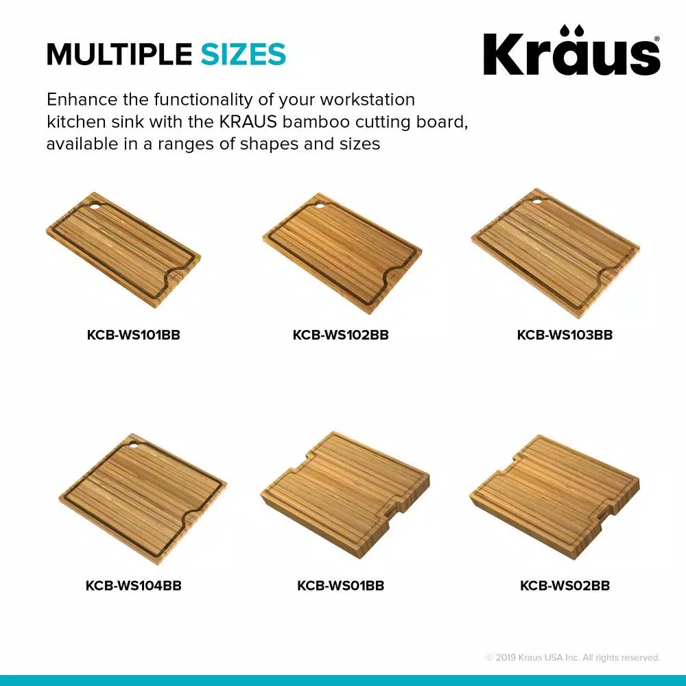 KRAUS 12 in. Solid Bamboo Workstation Sink Cutting Board