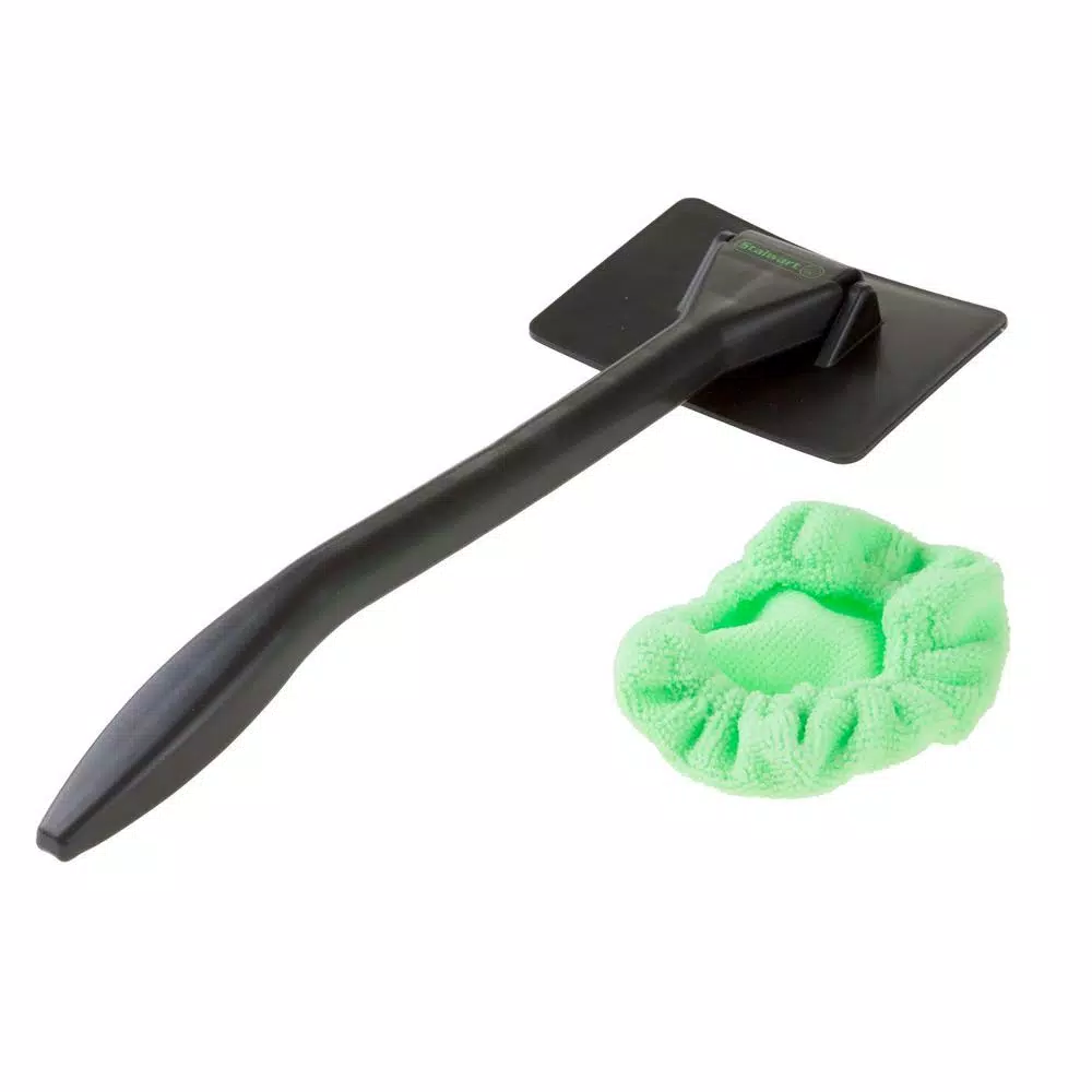 Stalwart Windshield Cleaner Tool with Pivoting Head and Microfiber Cloth