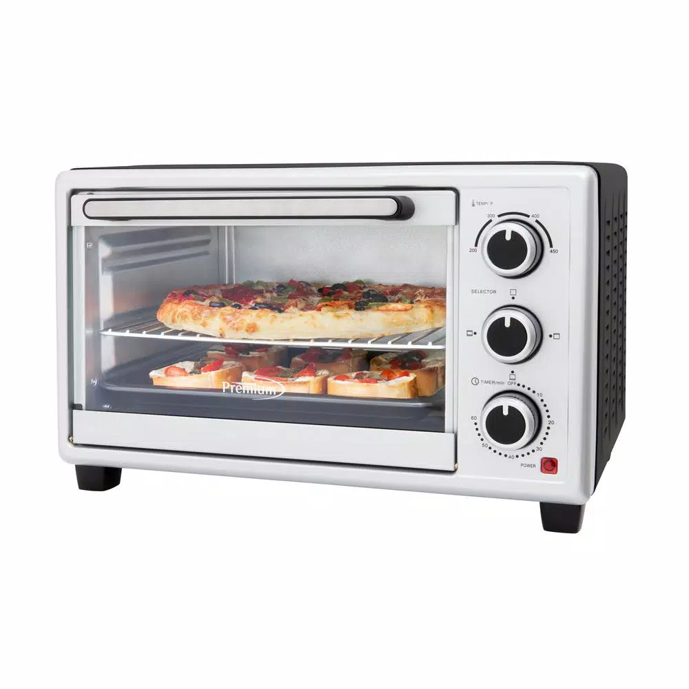 PREMIUM 1440W 6-Slice Silver Toaster Oven with 0.6 cu. ft. Capacity and Automatic Shut-Off
