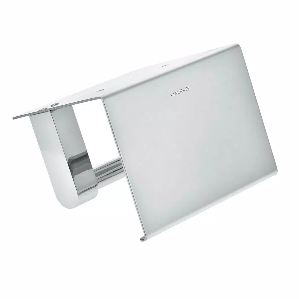 Alpine Industries Single Post Toilet Paper Holder with Storage Shelf, Chrome Finish