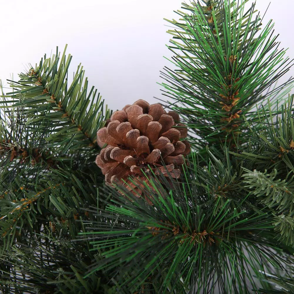 Winsome House 24 in. Artificial Pine and Cedar Wreath with Red Berries and Pinecones
