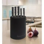 Epicureanist Modern Black Plastic Kitchen Caddy - Multi-Compartment Flatware & Utensil Organizer thumbnail 4