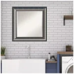 Amanti Art Quicksilver Scoop 25.75 in. x 25.75 in. Square Bathroom Vanity Wall Mirror, Silver thumbnail 8