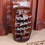 Vintiquewise Rustic Barrel Shaped Wooden Wine Rack - Holds 23 Bottles thumbnail 2