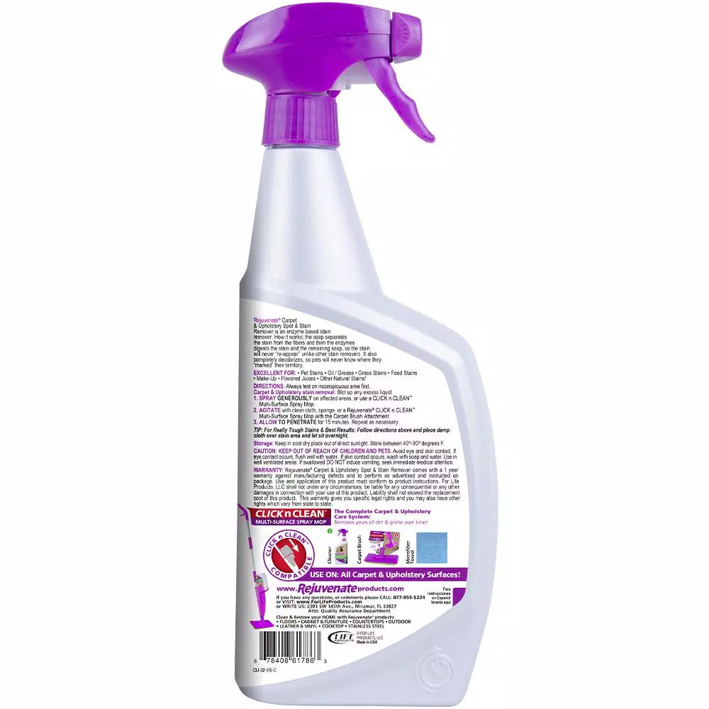 Rejuvenate Click N Clean Carpet Cleaner and Scrubber Attachment with 32 oz. Rejuvenate Spot and Stain Remover