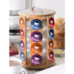 Creative Home Natural Bamboo Revolving Coffee Pod Holder - 24 Capacity Single Serve Carousel Organizer thumbnail 4