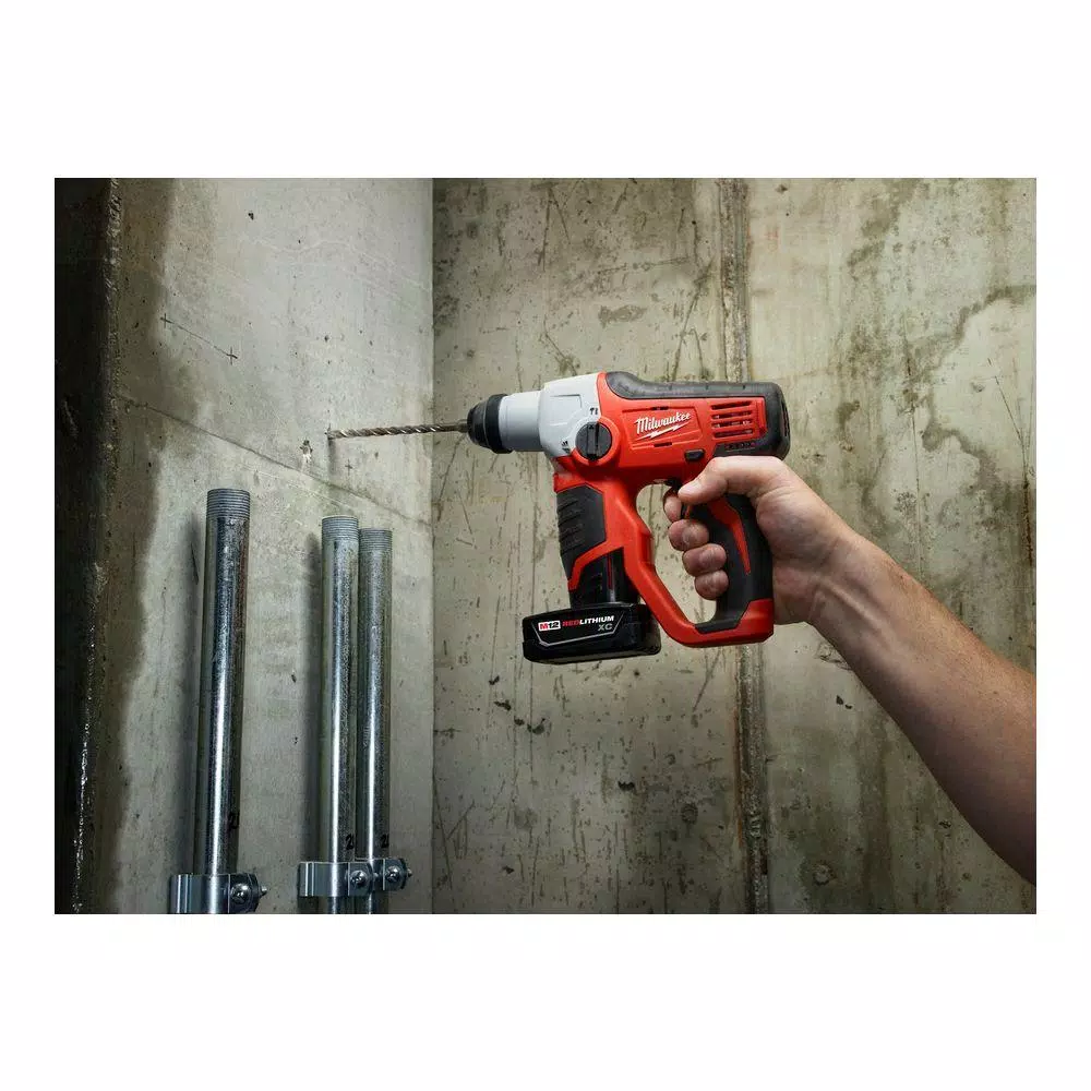 Milwaukee M12 12V Lithium-Ion Cordless 1/2 in. SDS-Plus Rotary Hammer Kit with (2) 3.0Ah Batteries, Charger & Case