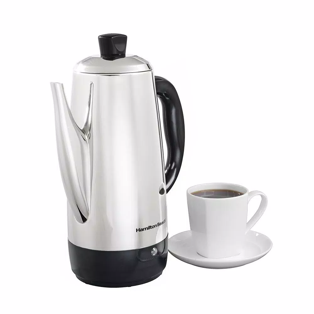 Hamilton Beach 12-Cup Stainless Steel Cordless Electric Percolator with Chrome Mirror Finish