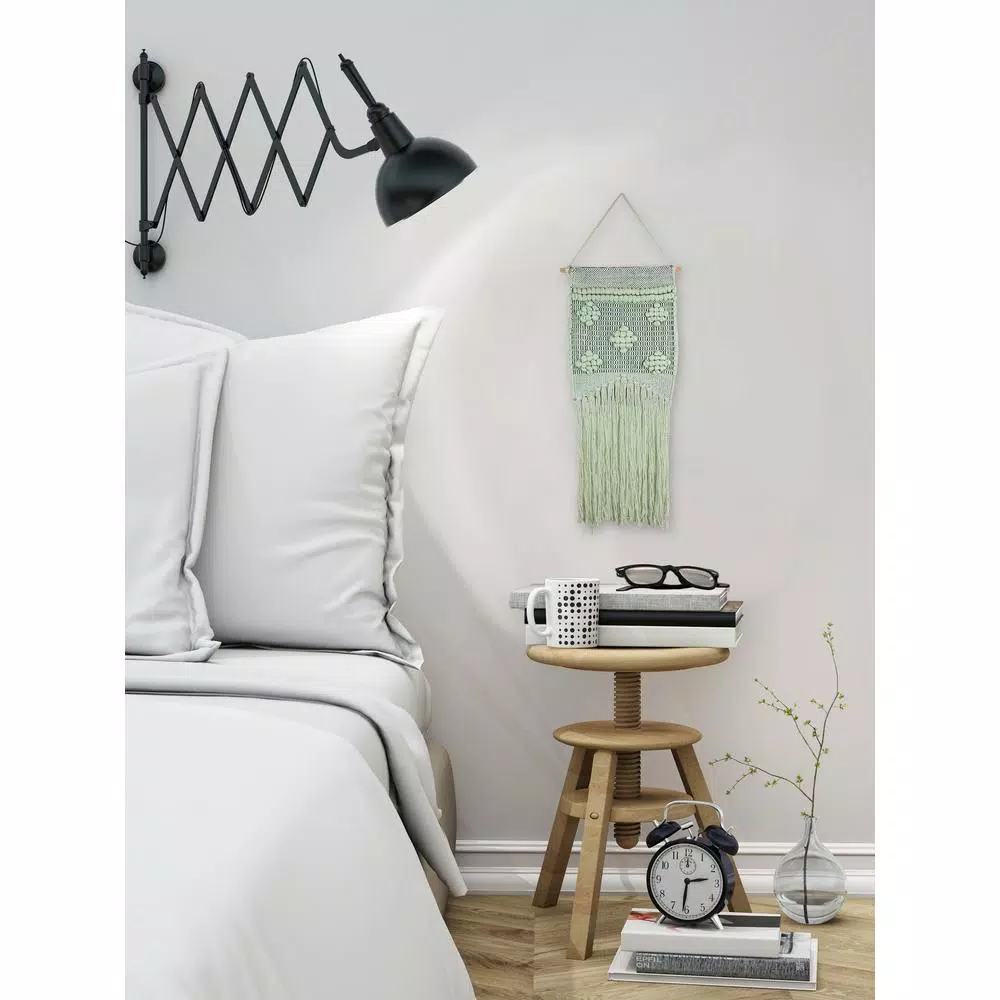 Unbranded Marmont Hill Light Green Macrame Wall Tapestry - Hand Woven Cotton Wall Hanging