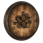 Glitzhome 27.76 in. Vintage Industrial Oversized Wall Clock with Moving Gears and Roman Numerals thumbnail 2