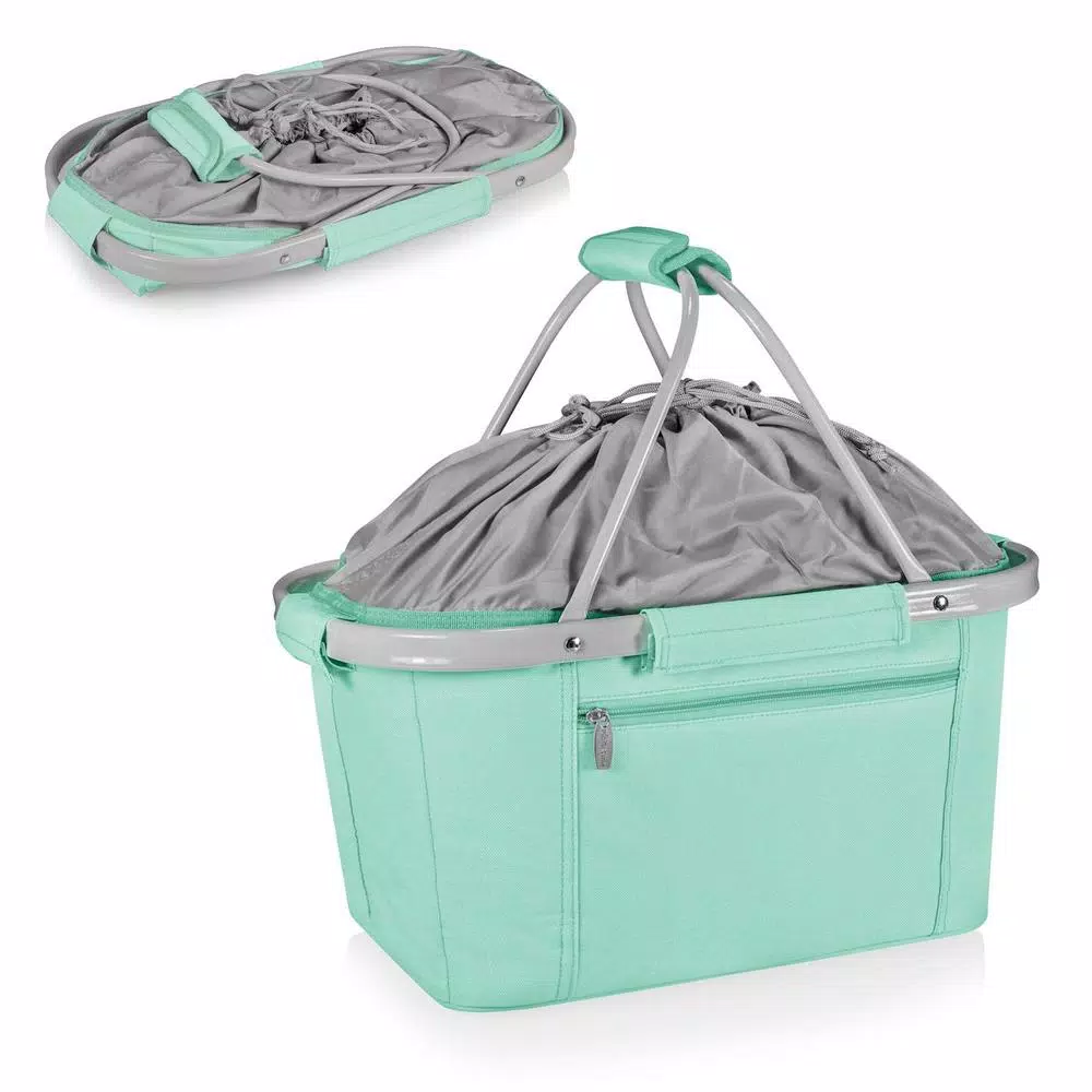 Picnic Time Metro Basket 9 Qt. Teal Collapsible Insulated Tote Cooler