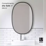 Umbra Hub Oval Modern Black Mirror with Rubber Rim, 36 in. x 24 in. thumbnail 3