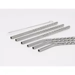 ExcelSteel 14 Pc Reusable Stainless Steel Mini Straw Set with Cleaning Brushes thumbnail 2